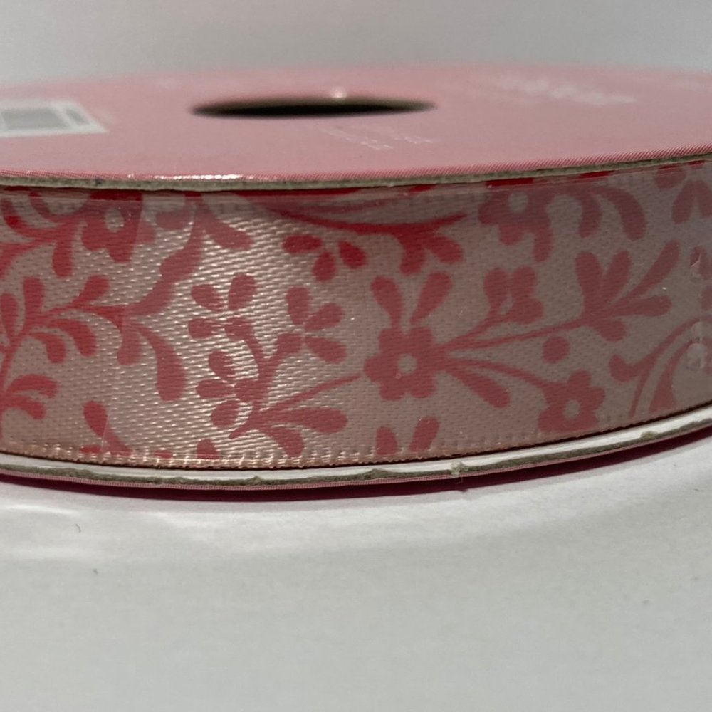 2 Peach Floral Flower Ribbon Polyester